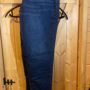 Dark wash slightly tapered jeans